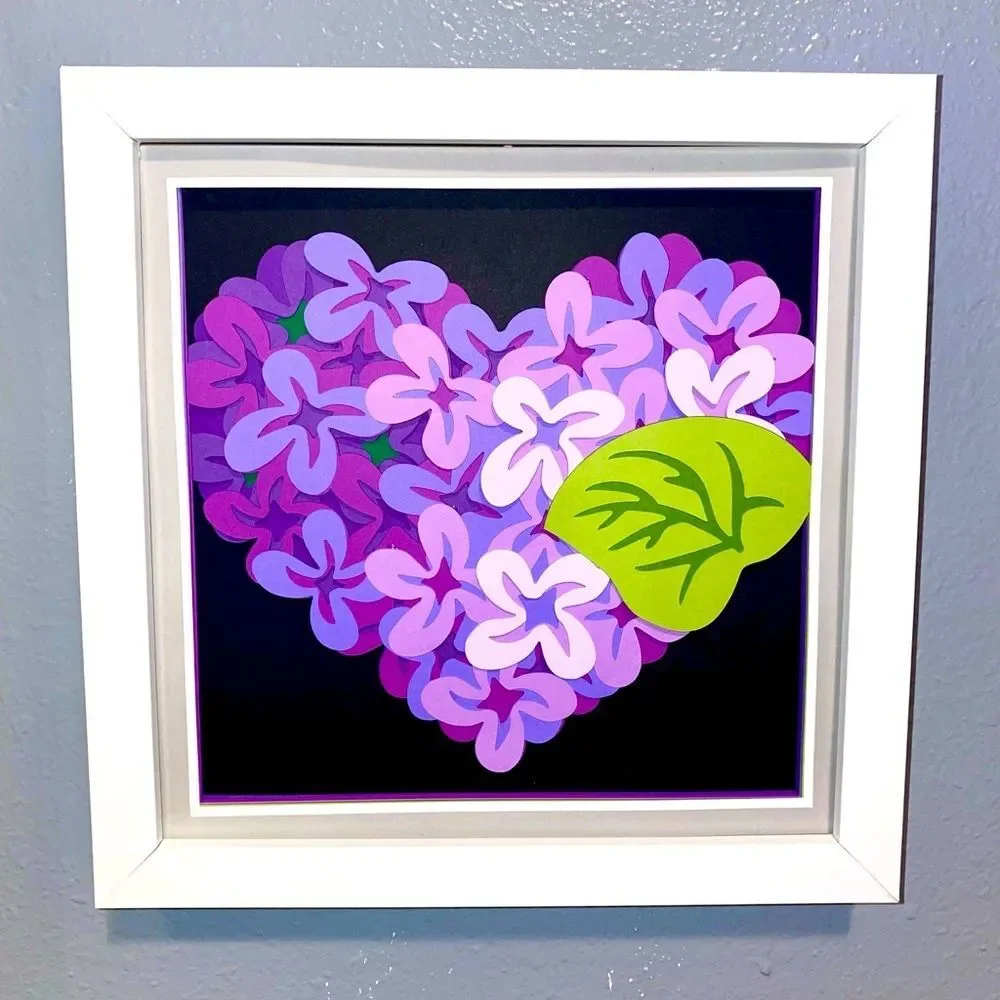 3D Purple Lilac Heart Shadowbox